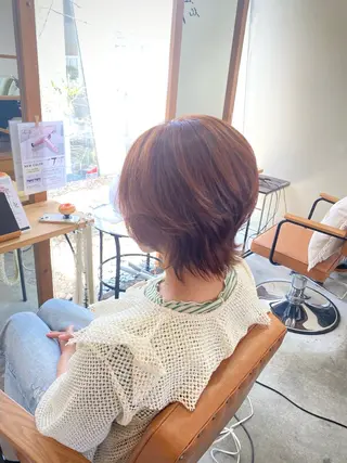 ミディアム 酸性ストレート/ブリ ーチなしWカラー河本のヘアスタイル