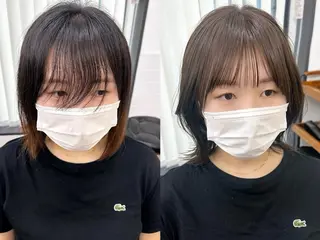 ミディアム カラー パーマ ヘアアレンジ メンズ キッズ 骨格レイヤーカット 🌿美髪縮毛矯正のヘアスタイル