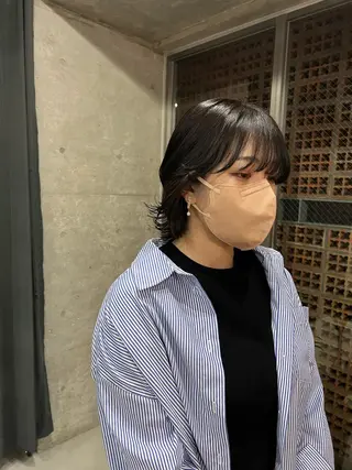 ミディアム カラー ボブパーマコテ巻き風 パーマNo1深江秀平のヘアスタイル