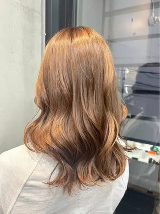 セミロング カラー ヒナ/レイヤーカット 艶感ワンカラーのヘアスタイル