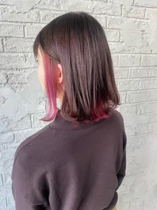 ミディアム カラー オリーブ/アッシュ やわらか透明感カラーのヘアスタイル