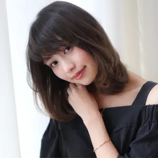 ミディアム パーマ ヘアアレンジ 髪質改善/韓国風 レイヤー/田村祐樹のヘアスタイル