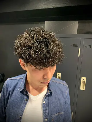 ショート メンズ メンズパーマ/難波/ 心斎橋　室園亮佑のヘアスタイル