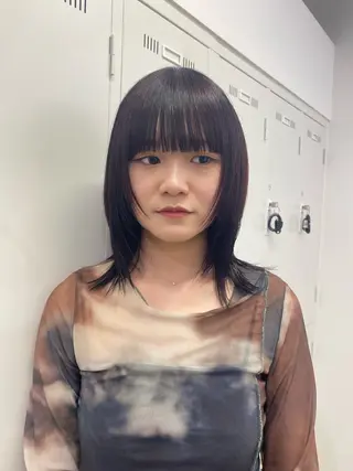 ミディアム カラー ハードパーマ Rico💜のヘアスタイル