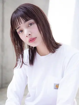 ミディアム カラー ヘアアレンジ ミニボブ/ブリーチ 🌈MISATOのヘアスタイル