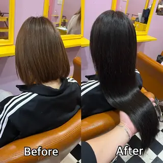 ロング シール＋ちび編み込み エクステ梅田🐨のヘアスタイル