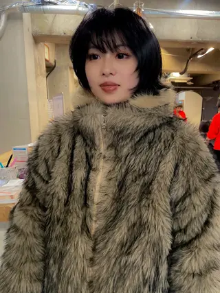 ショート カラー パーマ/レイヤー 岩山丈一郎のヘアスタイル