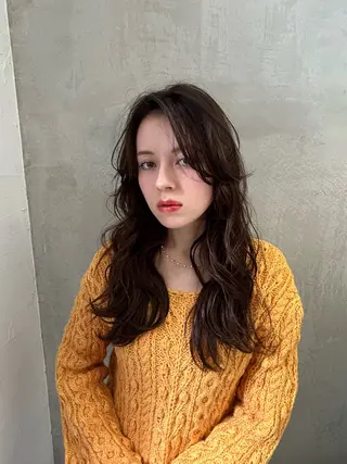 ロング パーマ オリーブカラー/みづ き/ボブパーマ🤍のヘアスタイル