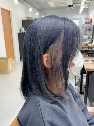 ミディアム カラー メンズモテパーマ💙 fuwaのヘアスタイル