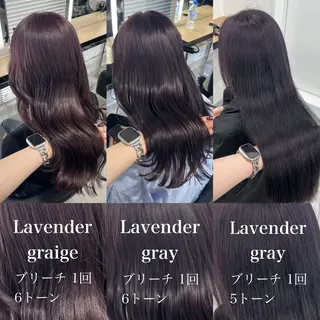 ロング カラー 暗髪🩶ラベンダー/ ブルー/ユウナ🤍のヘアスタイル