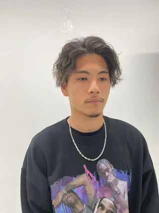 カラー パーマ メンズ スパイキーパーマ 柏NO1 藤本葉のヘアスタイル