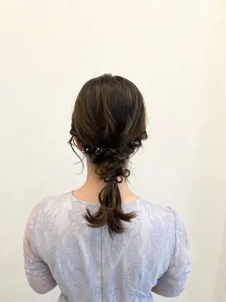 ミディアム ヘアアレンジ 博多⌇お呼ばれヘア⌇ 透明感カラー⌇菅泉美のヘアスタイル