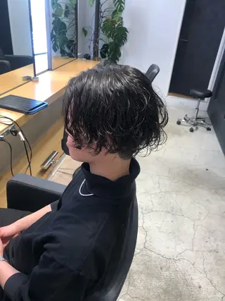 ミディアム カラー パーマ メンズ ✨髪質改善ストレート ×ミニボブ✨萩原 翼のヘアスタイル