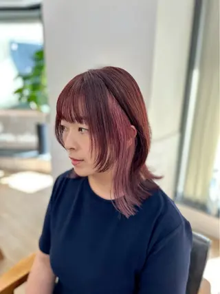 ミディアム カラー パーマ ヘアアレンジ メンズ キッズ 骨格レイヤーカット 🌿美髪縮毛矯正のヘアスタイル