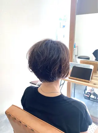 ショート 酸性ストレート/ブリ ーチなしWカラー河本のヘアスタイル