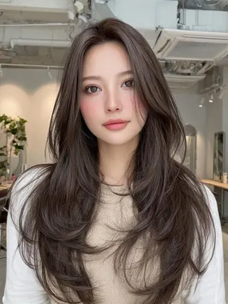 カラー ロング 🎀韓国レイヤー YURINA🎀のヘアスタイル