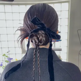 セミロング ヘアアレンジ 表参道 /ハイトーン SAKIのヘアスタイル