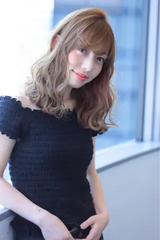 ミディアム カラー ヘアアレンジ 心斎橋🤍韓国.美眉 パリジェンヌ R..のマツエク・マツパデザイン