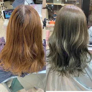 セミロング カラー 顔まわりカット🌟 くびれヘア/寺門遥輝のヘアスタイル