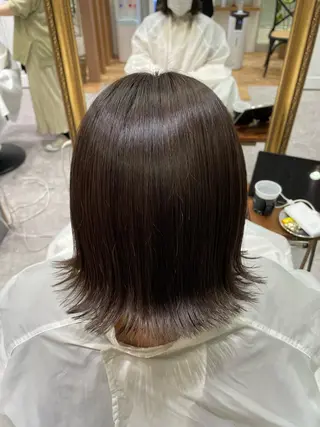 カラー 矯正パーマ、ベージュ ボブカット🫧のヘアスタイル