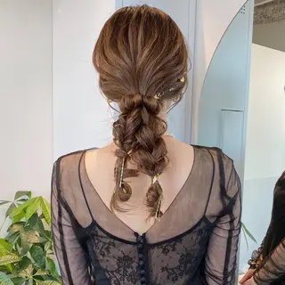 セミロング カラー ヘアアレンジ ブリーチなしカラー/ 髪質改善/寺門束のヘアスタイル