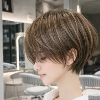 ショート カラー 《髪質改善✖️レイヤ ー🩶》ナオヤのヘアスタイル
