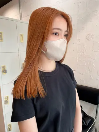 セミロング カラー ヘアアレンジ satsuki 暖色・ブラウンカラーのヘアスタイル