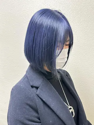 ミディアム カラー パーマ ヘアアレンジ メンズ キッズ ネイル マツエク・マツパ アイブロウ 切りっぱなしヘアボブ ミディアムヘアRYOのヘアスタイル