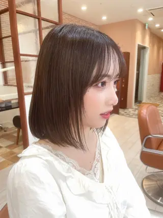 ミディアム カラー 💎小顔前髪&髪質 改善カラー💎片桐のヘアスタイル