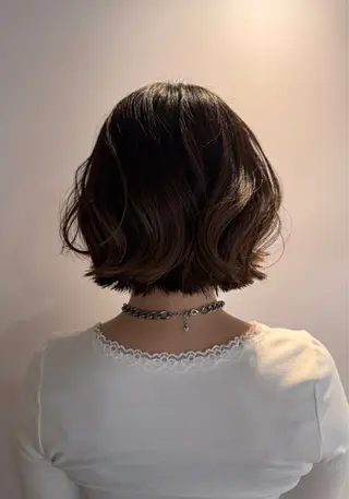 ミディアム カラー ハイトーン/パーマ 大名 sakiのヘアスタイル
