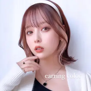 ミディアム カラー ヘアアレンジ 骨格別小顔カット/ 顔周りカット/金井のヘアスタイル