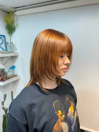 セミロング パーマ 艶カラー/暖色カラー RENAのヘアスタイル
