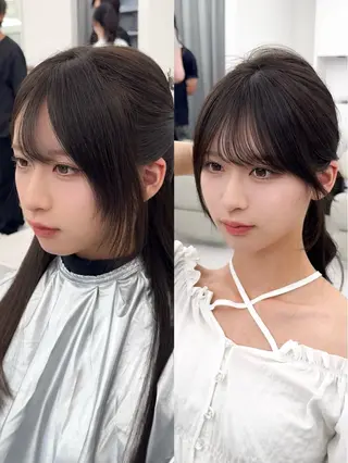 セミロング カラー ヘアアレンジ 顔周り&ミディアム 特化/池袋/kokiのヘアスタイル