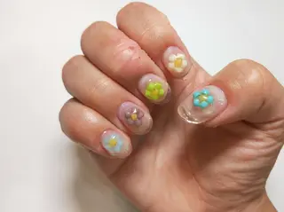 ネイル はばすみれ🎀ﾈｲﾙ 光ﾌｪｲｼｬﾙ ﾍｱのネイルデザイン