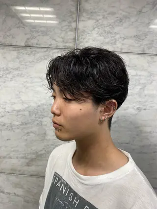 ミディアム パーマ メンズ 茶屋町メンズサロン 小野湧翔のヘアスタイル