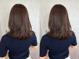 ミディアム カラー レイヤー/前髪/ 韓国/CHIHIROのヘアスタイル
