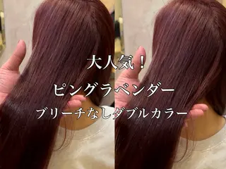 ミディアム カラー ブリーチなしダブル カラー縮毛矯正 下野のヘアスタイル