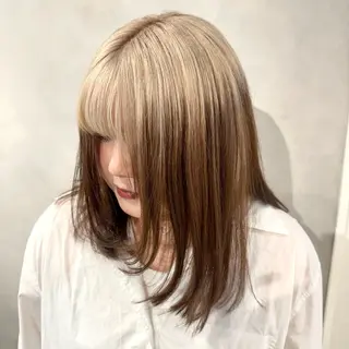 ミディアム カラー デザインカラー/パー マ🦖外岡咲希🦖のヘアスタイル
