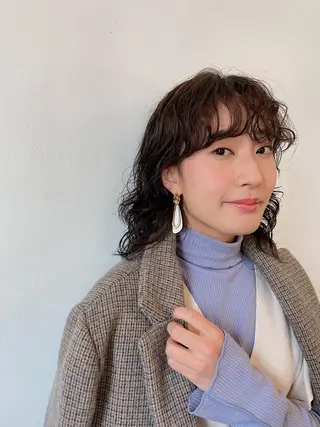 ミディアム パーマ h a k u 大倉 卓人のヘアスタイル