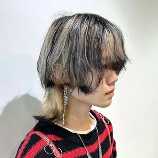 カラー メンズ 大阪ウルフカット ハッシュカットのヘアスタイル