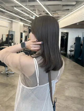 ミディアム カラー レイヤー/ボブ/透明 感カラー/佐藤奈由のヘアスタイル