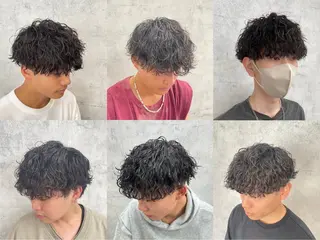 セミロング パーマ メンズ 🫧透明感ケアカラー 守利🫧のヘアスタイル