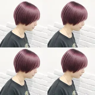 ショート カラー ヘアアレンジ TAKUMAブリーチ /切りっぱなし🪽のヘアスタイル
