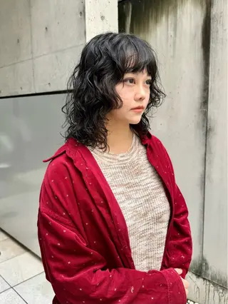 ミディアム パーマ デジタルパーマ 🌀ボブ　萩原　龍のヘアスタイル