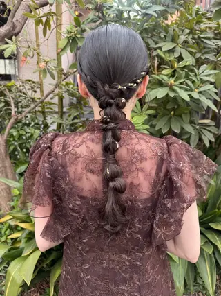 セミロング ヘアアレンジ 🎗️【ヘアセット 美眉】吉川玲🎗️のヘアスタイル