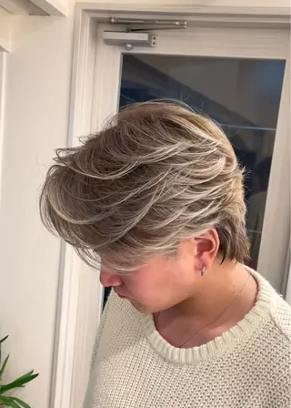 ミディアム カラー パーマ ヘアアレンジ メンズ メンズバレイヤージュ 🌫ハイライトのヘアスタイル