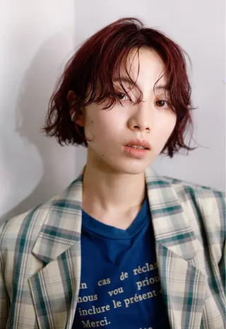 ショート カラー パーマ 長谷川 絵美のヘアスタイル