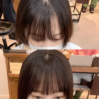 ミディアム カラー パーマ ヘアアレンジ メンズ キッズ ネイル マツエク・マツパ アイブロウ レイヤーカット／顔周 りカット/縮毛矯正のヘアスタイル