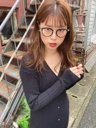 ミディアム カラー 畑中康志 美髪矯正/ハイトーンのヘアスタイル