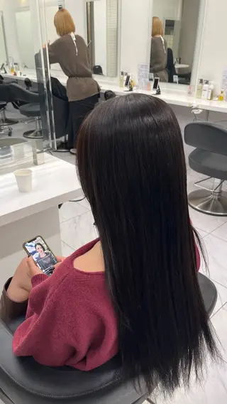 ロング カラー ヘアアレンジ 韓国ヘア/縮毛 /大人透明感🫧のヘアスタイル